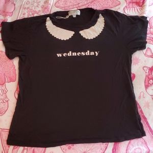 Wildfox Wednesday collar print shirt black never worn size M